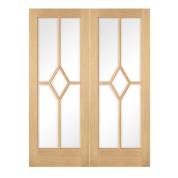 Oak Reims Glazed Internal French Door Pair Wooden Timber